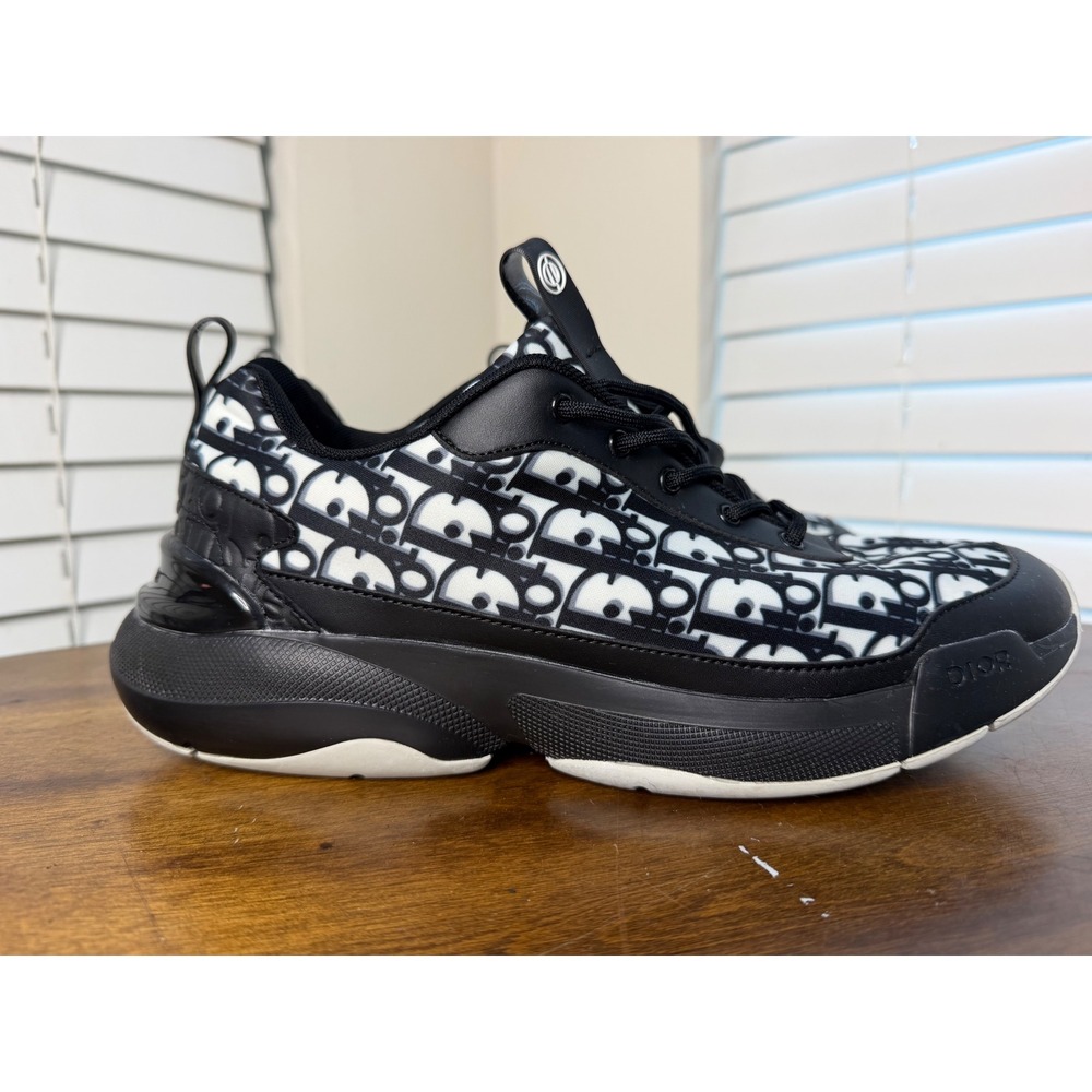 Christian Dior B24 Oblique Canvas Low Top Sneakers Black White Size 45 / US 12